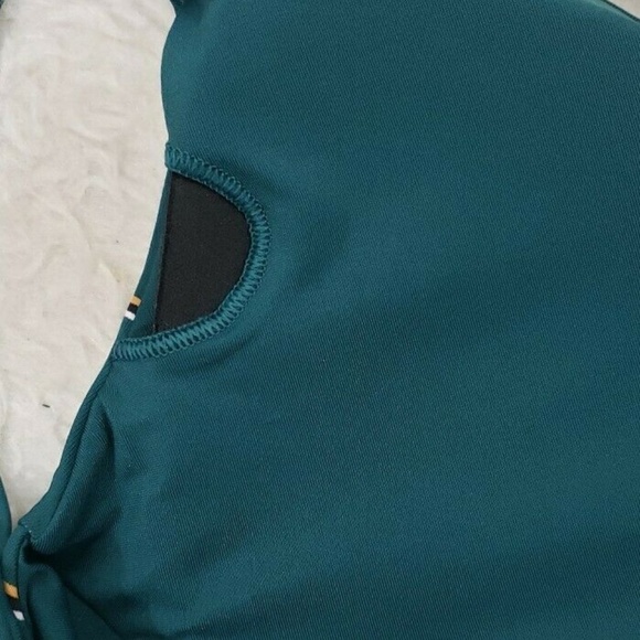 Seafolly Aralia Tie Front Bikini Top Green Stripe - Picture 7 of 7